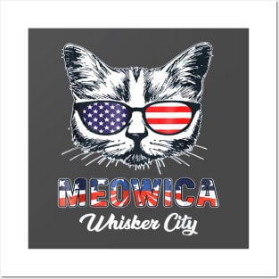 Meowica Patriot Whisker City Cat Posters and Art